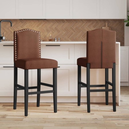 Chaises de bar lot de 2 bois massif d'hévéa et tissu 