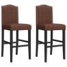 Chaises de bar lot de 2 bois massif d'hévéa et tissu 