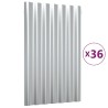 Panneaux de toit 36 pcs Acier enduit de poudre Argenté 60x36 cm 