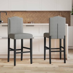 Chaises de bar lot de 2 bois massif d'hévéa et tissu 