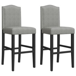 Chaises de bar lot de 2 bois massif d'hévéa et tissu 
