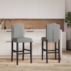 Chaises de bar lot de 2 bois massif d'hévéa et tissu 