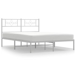 Cadre de lit métal sans matelas et tête de lit blanc 150x200 cm 