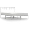 Cadre de lit métal sans matelas et tête de lit blanc 150x200 cm 