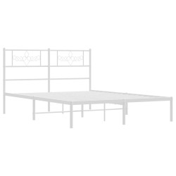 Cadre de lit métal sans matelas et tête de lit blanc 150x200 cm 