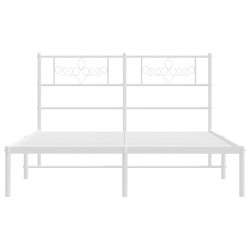 Cadre de lit métal sans matelas et tête de lit blanc 150x200 cm 