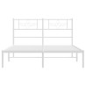 Cadre de lit métal sans matelas et tête de lit blanc 150x200 cm 