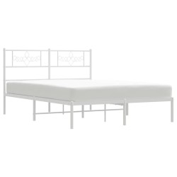 Cadre de lit métal sans matelas et tête de lit blanc 150x200 cm 
