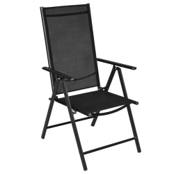 Chaises pliables de jardin lot de 2 Aluminium et textilène Noir 