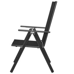 Chaises pliables de jardin lot de 2 Aluminium et textilène Noir 