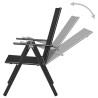 Chaises pliables de jardin lot de 2 Aluminium et textilène Noir 