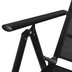 Chaises pliables de jardin lot de 2 Aluminium et textilène Noir 