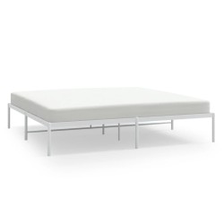 Cadre de lit métal sans matelas blanc 200x200 cm 