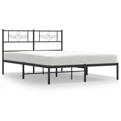 Cadre de lit métal sans matelas avec tête de lit noir 150x200cm 