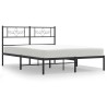 Cadre de lit métal sans matelas avec tête de lit noir 150x200cm 