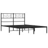 Cadre de lit métal sans matelas avec tête de lit noir 150x200cm 