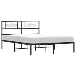 Cadre de lit métal sans matelas avec tête de lit noir 150x200cm 