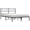 Cadre de lit métal sans matelas avec tête de lit noir 150x200cm 