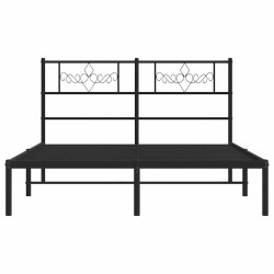 Cadre de lit métal sans matelas avec tête de lit noir 150x200cm 