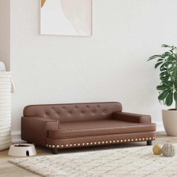 Lit pour chien marron 90x53x30 cm similicuir 