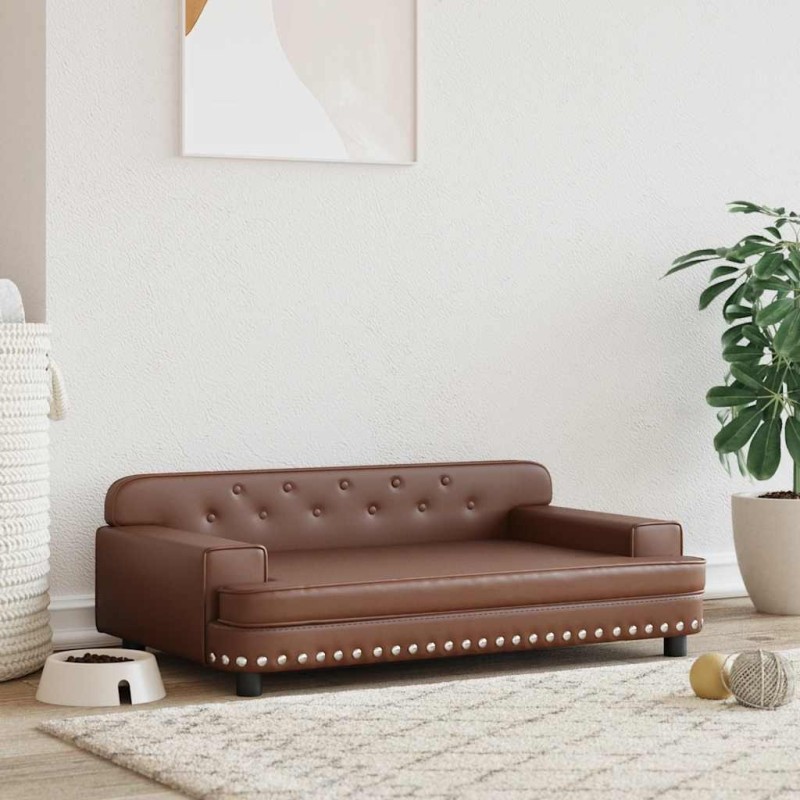 Lit pour chien marron 90x53x30 cm similicuir 