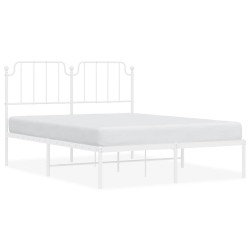 Cadre de lit métal sans matelas et tête de lit blanc 150x200 cm 