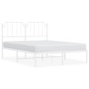 Cadre de lit métal sans matelas et tête de lit blanc 150x200 cm 