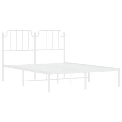 Cadre de lit métal sans matelas et tête de lit blanc 150x200 cm 