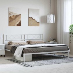 Cadre de lit métal sans matelas et tête de lit blanc 183x213 cm 