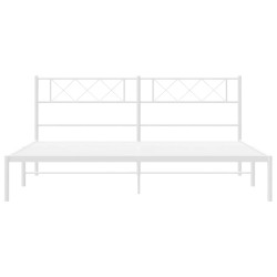 Cadre de lit métal sans matelas et tête de lit blanc 183x213 cm 
