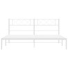 Cadre de lit métal sans matelas et tête de lit blanc 183x213 cm 