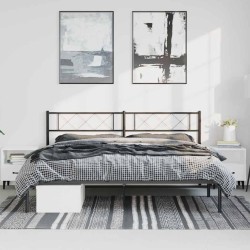 Cadre de lit métal sans matelas avec tête de lit noir 183x213cm 