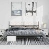 Cadre de lit métal sans matelas avec tête de lit noir 183x213cm 