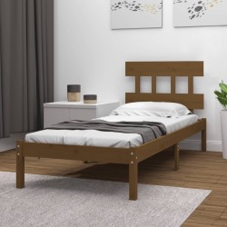 Cadre de lit sans matelas marron miel 100x200 cm bois massif 