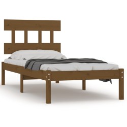 Cadre de lit sans matelas marron miel 100x200 cm bois massif 