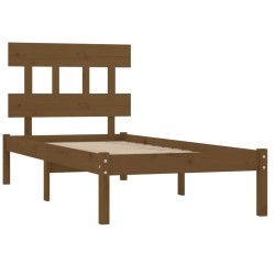 Cadre de lit sans matelas marron miel 100x200 cm bois massif 