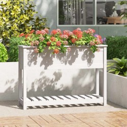 Jardinière et étagère Blanc 111,5x34,5x81 cm Bois massif de pin 