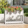 Jardinière et étagère Blanc 111,5x34,5x81 cm Bois massif de pin 