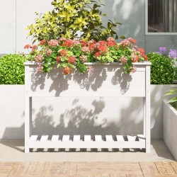 Jardinière et étagère Blanc 111,5x34,5x81 cm Bois massif de pin 