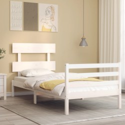 Cadre de lit sans matelas blanc 100x200 cm bois massif 
