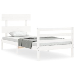 Cadre de lit sans matelas blanc 100x200 cm bois massif 