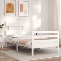 Cadre de lit sans matelas blanc 100x200 cm bois massif 