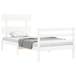 Cadre de lit sans matelas blanc 100x200 cm bois massif 