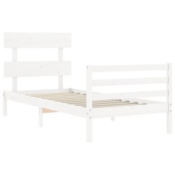 Cadre de lit sans matelas blanc 100x200 cm bois massif 