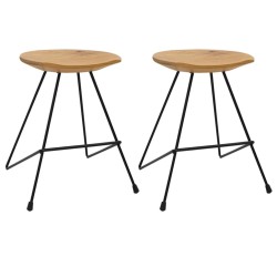 Tabourets lot de 2 bois de teck massif 
