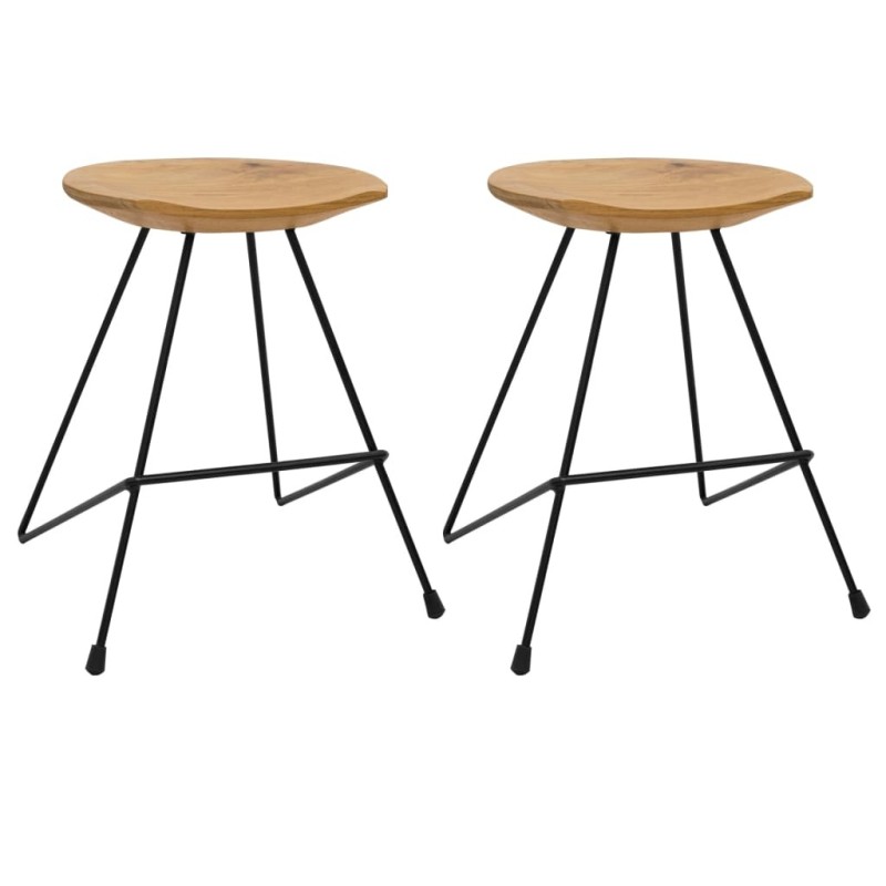 Tabourets lot de 2 bois de teck massif 