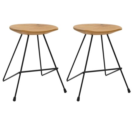 Tabourets lot de 2 bois de teck massif 