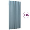 Panneaux de toiture 36 pcs Acier enduit de poudre Gris 80x36 cm 