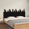 Tête de lit murale Noir 185x3x80 cm Bois massif de pin 