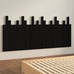 Tête de lit murale Noir 185x3x80 cm Bois massif de pin 